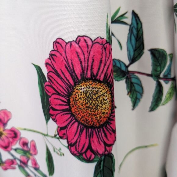 ASOS DESIGN Dress Women's sz 8 Floral Orange Pink Shift Bell Sleeves Zip Stretch - Picture 4 of 10